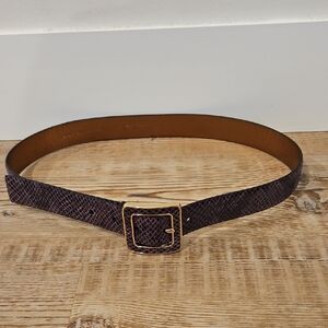 Michael Kors Purple Snakeskin Leather Belt with Gold Buckle